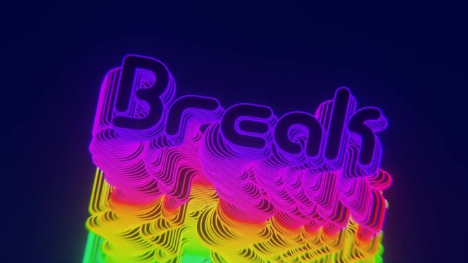 3d闪亮的彩色Break Word文字在黑暗的背景，为壁纸