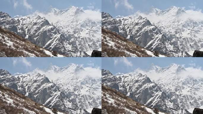 从尼泊尔安纳普尔纳地区的马查普查尔大本营(海拔3700米)看到的马查普查尔山(或鱼尾山)。