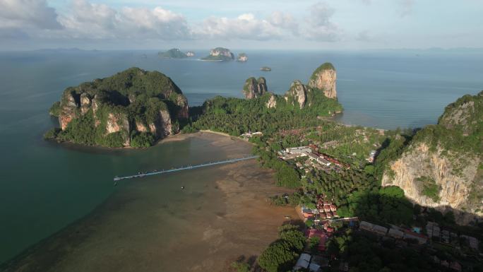 泰国甲米莱雷海岛清晨日出海滨风情自然风光