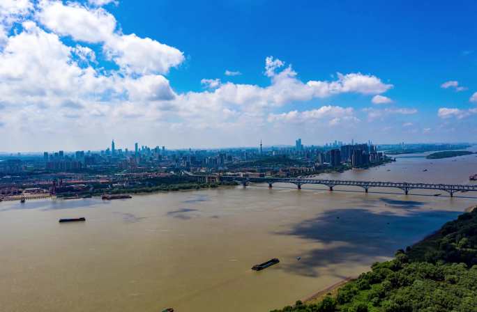 南京长江 长江大桥 城市大景航拍4K延时