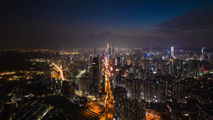 深圳罗湖夜景航拍延时