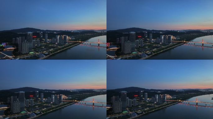 珠海横琴大桥日落晚霞夜景