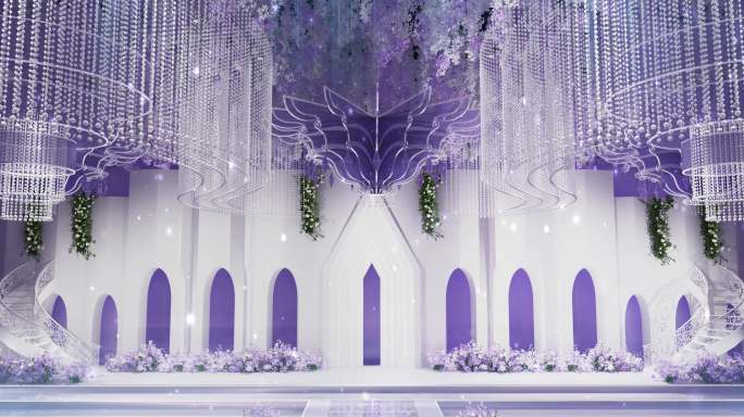 紫色浪漫粒子婚礼背景舞台