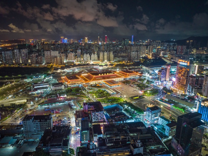 【正版素材】拱北口岸 夜景大范围延时