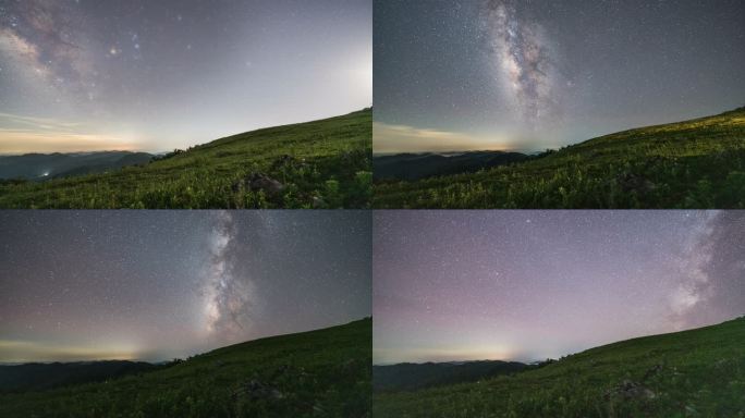 震撼草原日转银河星空转日出延时