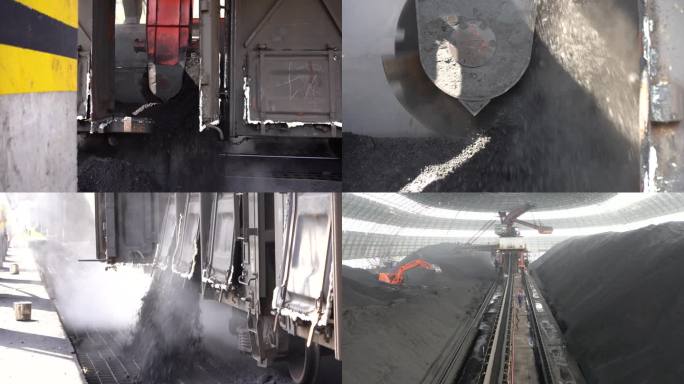 火电厂煤场 慢动作升格拍摄卸煤运输煤