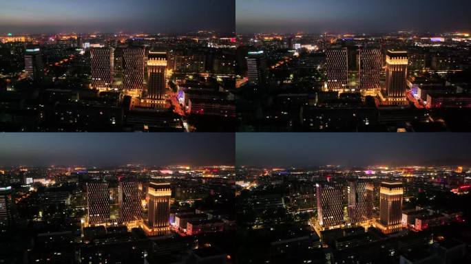4K夜晚城市大厦夜景航拍视频素材