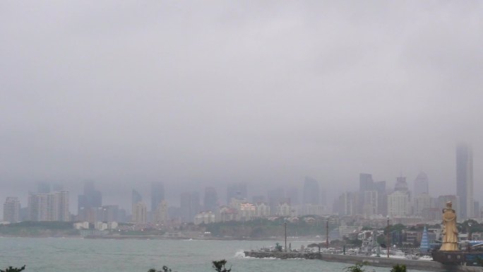 海水 阴天 海浪 建筑