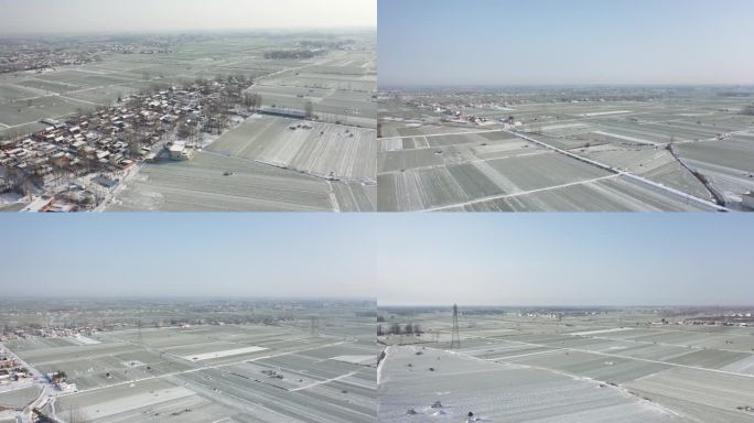 乡村雪景航拍