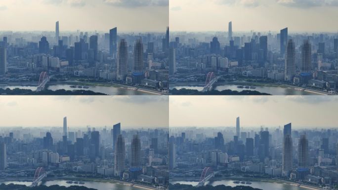 武汉城市高楼长焦4K航拍
