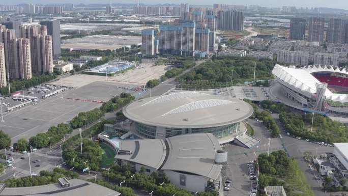 武汉体育中心/航拍沌口体育馆/城市高楼