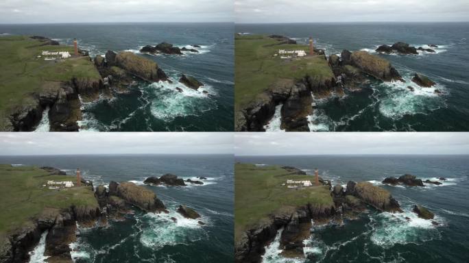 无人机拍摄的海水冲击海岸悬崖的画面
