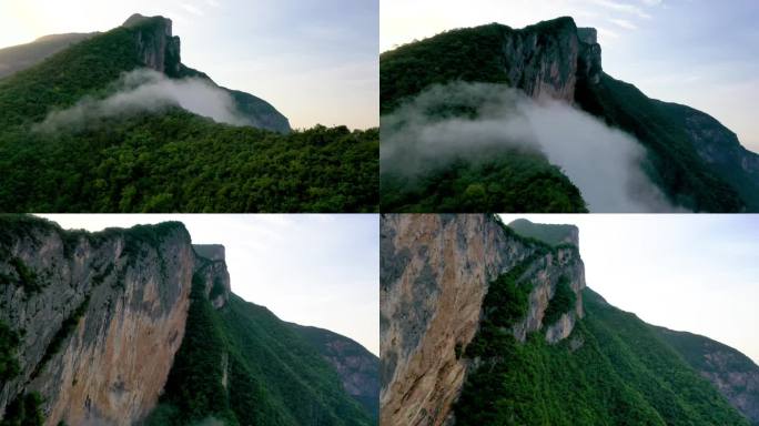 4K长江三峡白帝城瞿塘峡三峡之巅岩壁近景