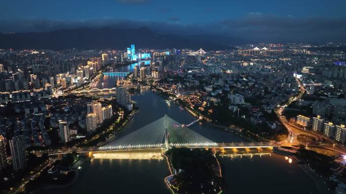 福州城市夜景航拍