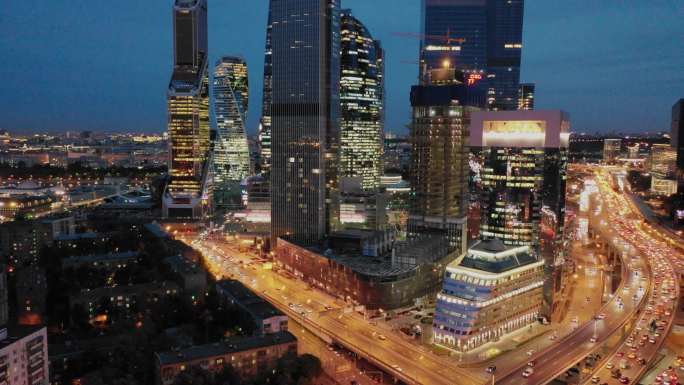 莫斯科城市夜景4K航拍