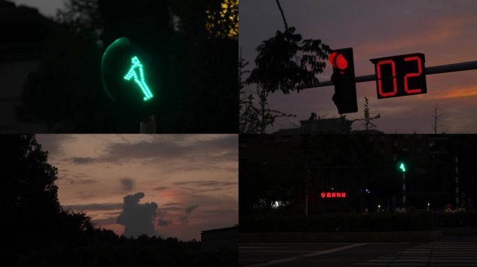 人行道红绿灯半晚