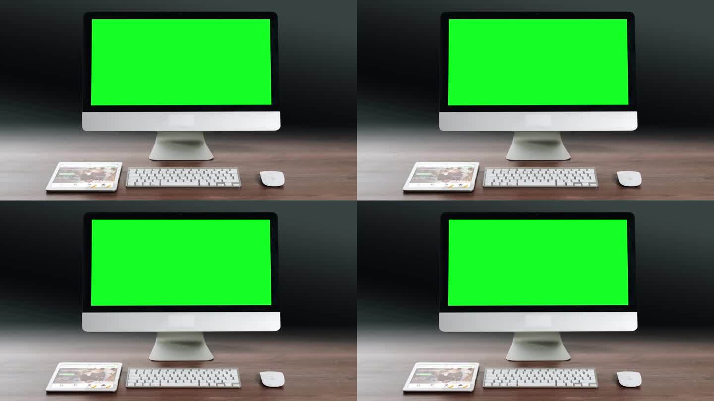 4K电脑工作键盘绿幕素材