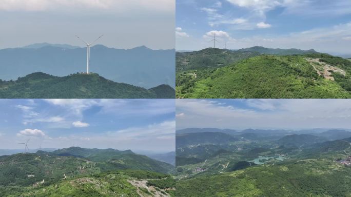 山顶风车 山顶村落 风车 风力发电