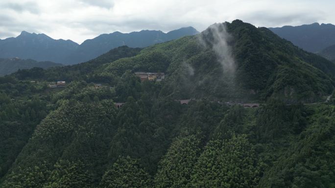 安徽九华山风景区寺院仙气航拍