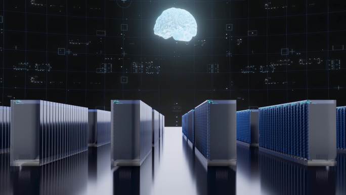4K_AI智慧大脑服务器未来科技场景