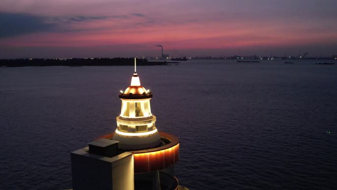 江苏张家港湾灯塔夜景