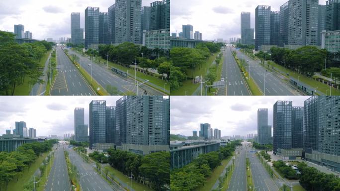 航拍深圳公路城市道路交通网城市交通