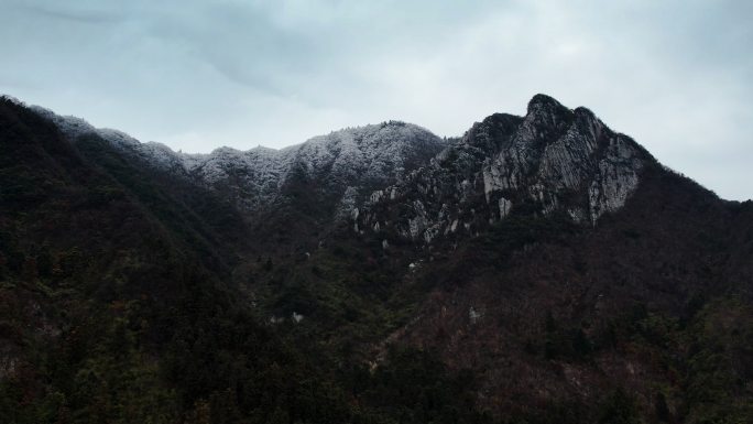 湖南邵阳洞口雪峰山冬季雪景航拍