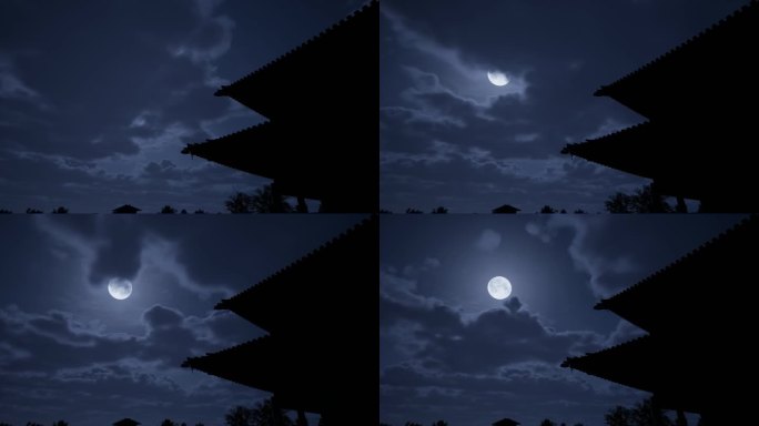 4K先秦战国城月亮3D动画