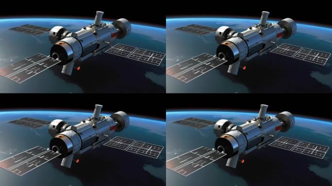 太空中绕地球轨道航行创意素材（非真实）