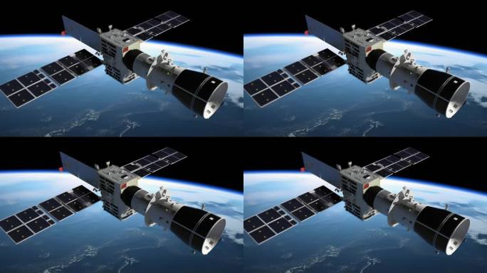 太空中绕地球轨道航行创意素材（非真实）