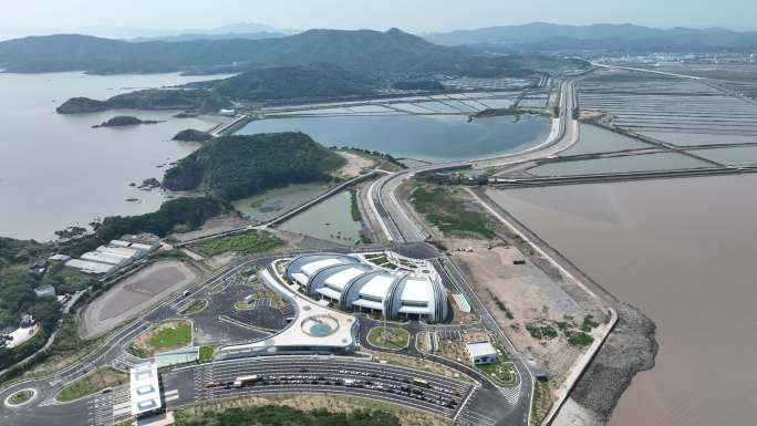 4K航拍浙江舟山岱山县燕窝山码头