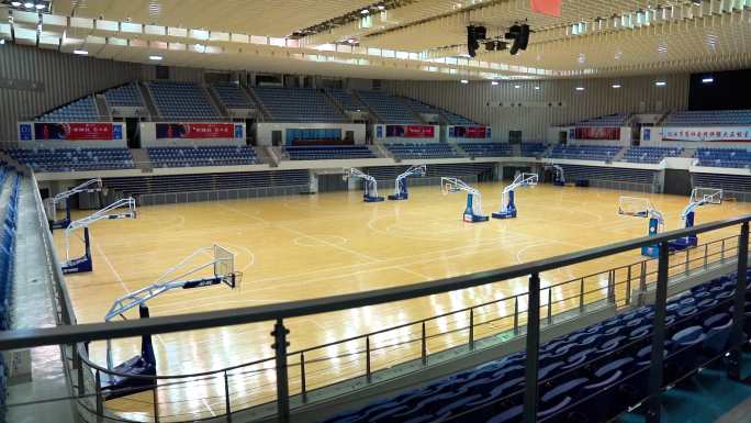4K高清室内篮球场空镜无人亚运会运动会