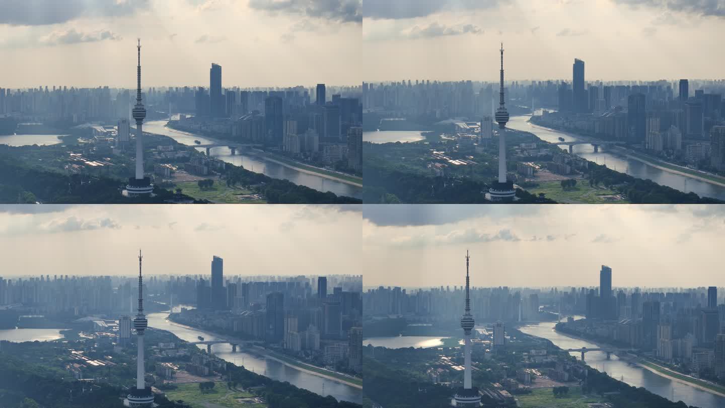 武汉城市汉江长焦4K航拍