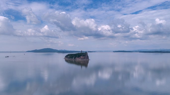 鄱阳湖鞋山夏季航拍延时