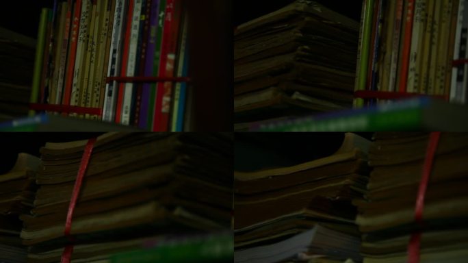 老式书房书架书籍图书资料昏暗的书房