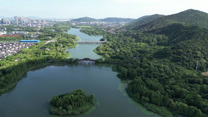 航拍无锡长广溪湿地