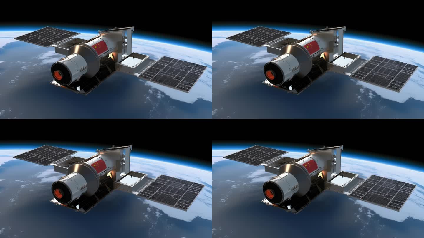 太空中绕地球轨道航行创意素材（非真实）