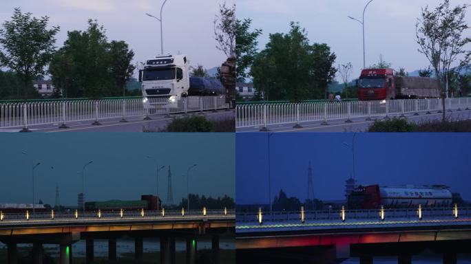 货车卡车物流运输 货车夜间行驶