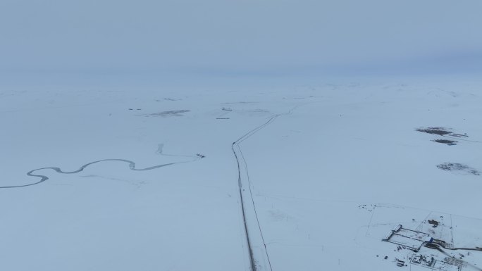 巴尔虎草原千里冰封冬季风景
