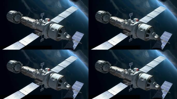 太空中绕地球轨道航行创意素材（非真实）