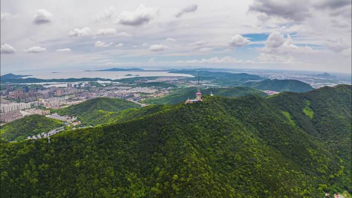 无锡梁溪区惠山太湖城市全景航拍延时摄影