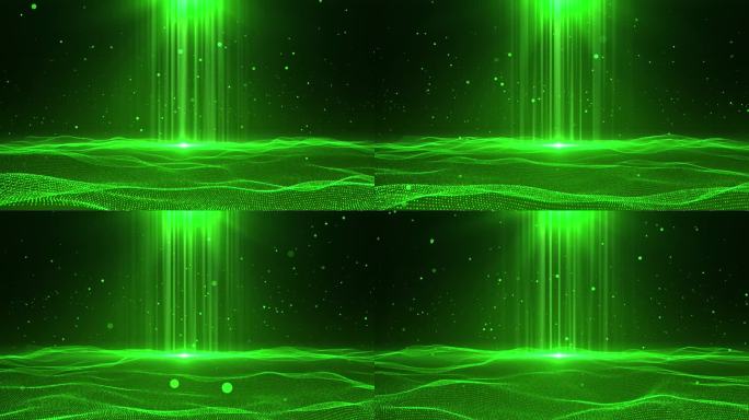 4K绿色粒子海平面背景AE模板