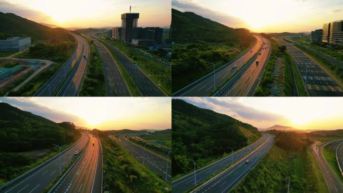4K画质夕阳下的高速公路