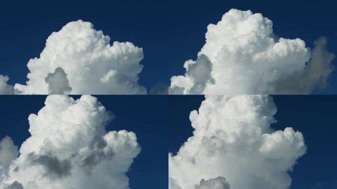 时间流逝的云，滚滚的云在移动，时间流逝的白云。云在蓝天上奔跑。4k延时拍摄的白云和蓝天背景。