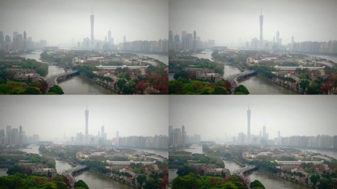 广州塔—烟雨下的海珠景象