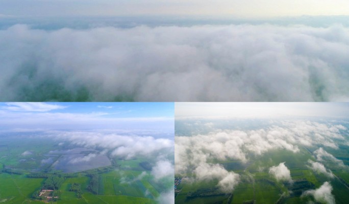 航拍云海 穿越云海 云中俯瞰大地上帝视角