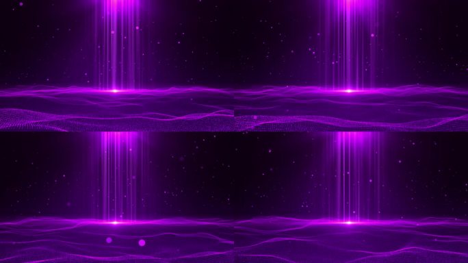 4K紫色粒子海平面背景AE模板