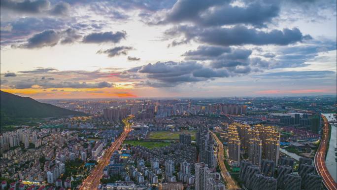 无锡梁溪惠山京杭大运河日转夜航拍延时摄影