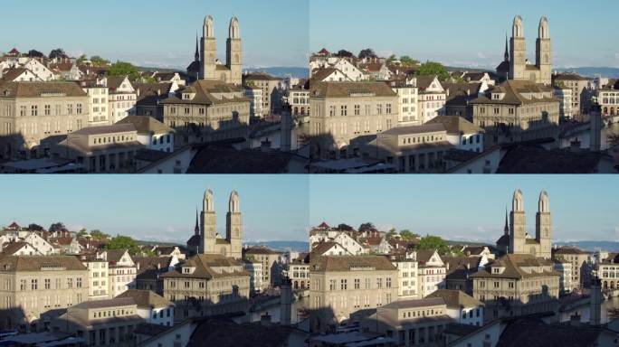 瑞士苏黎世人文景观清晨黎明小镇光影