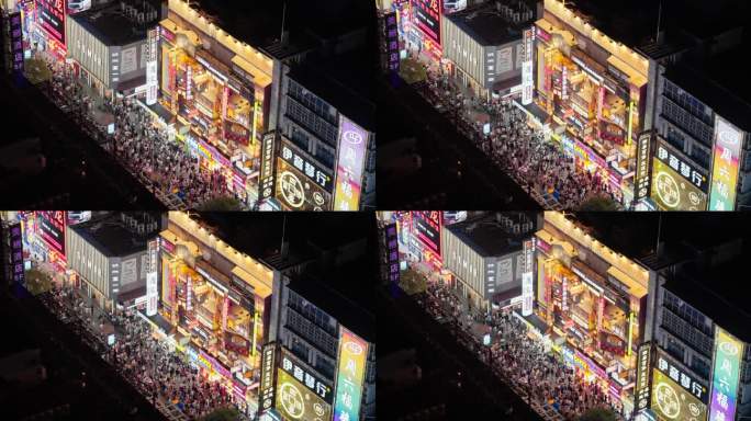 大长沙美食城寨夜景人流